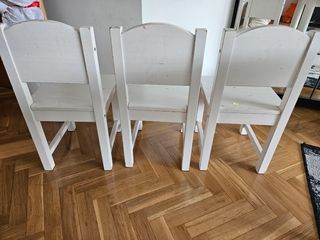 Mesa y Sillas Niños Madera Blanca