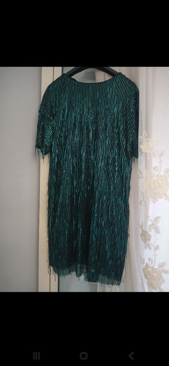 Vestito donna verde acqua con paillettes