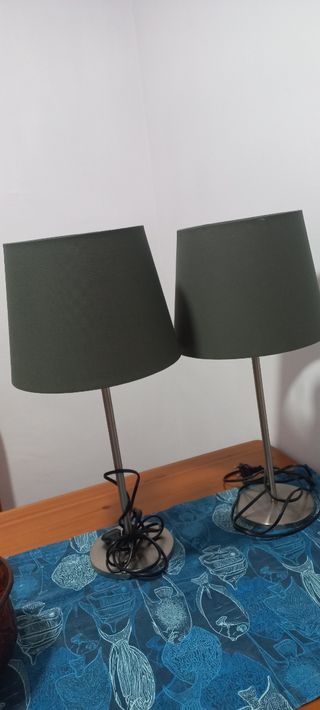2 Pantallas de lámpara tela verde
