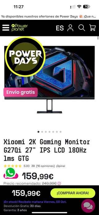 Monitor Xiaomi 27 2K 180Hz
