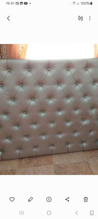 Testiera doppia in pelle beige Cris 1.50 Nuova