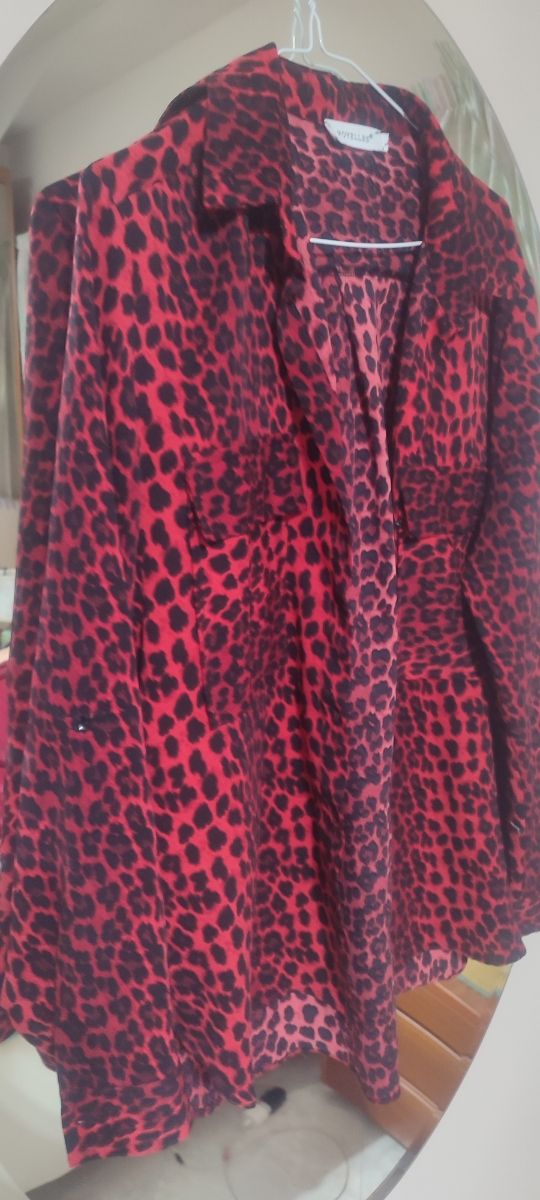 Camicia VOYELLES stampa animalier rossa