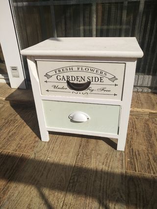 Cajonera mesita madera maciza blanca