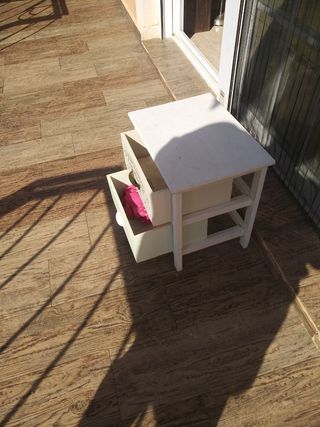 Cajonera mesita madera maciza blanca