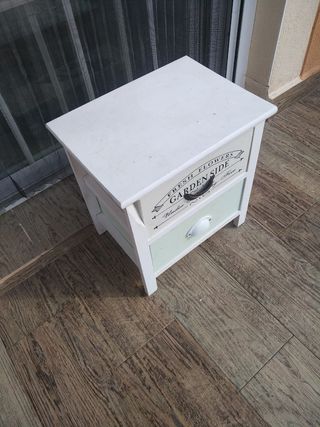 Cajonera mesita madera maciza blanca