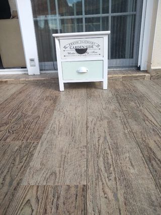 Cajonera mesita madera maciza blanca
