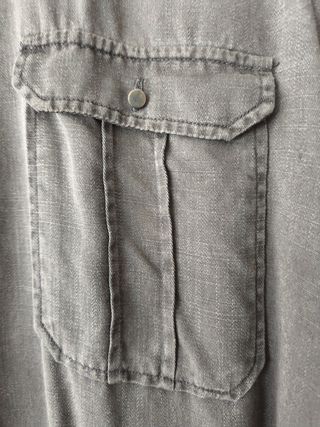 Camisa Zara Denim Premium Mujer Talla XL Gris Mare