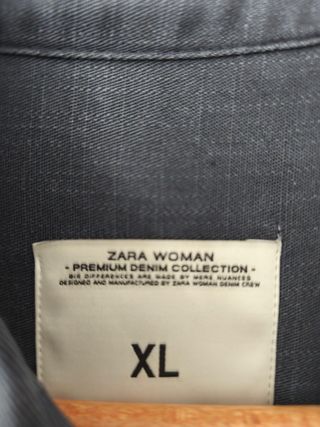 Camisa Zara Denim Premium Mujer Talla XL Gris Mare