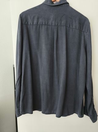 Camisa Zara Denim Premium Mujer Talla XL Gris Mare