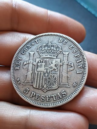 Moneda 5 Pesetas Plata Alfonso XII 1878