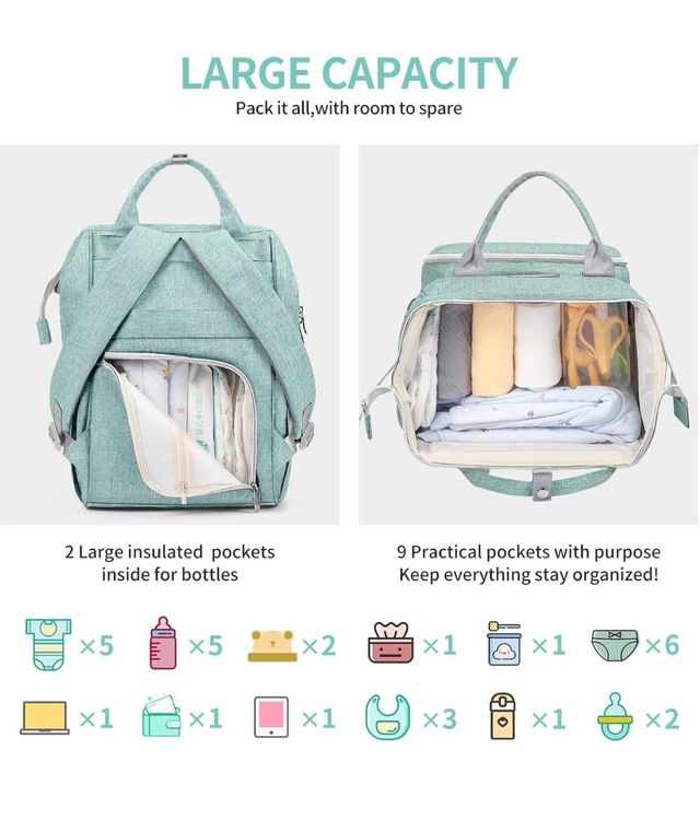 Mochila para bebé color verde menta