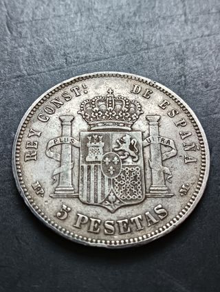 Moneda 5 Pesetas Plata Alfonso XIII 1890