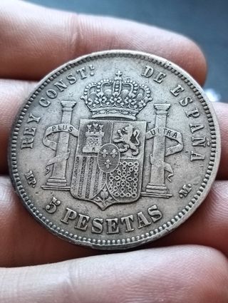 Moneda 5 Pesetas Plata Alfonso XIII 1890