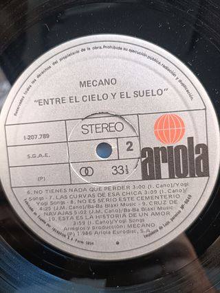 Vinilo Mecano - Entre el cielo y el suelo