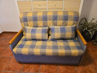 Sofá Cama 120cm Tela Madera