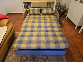 Sofá Cama 120cm Tela Madera