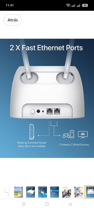 Router WiFi 4G con 2 Puertos Ethernet