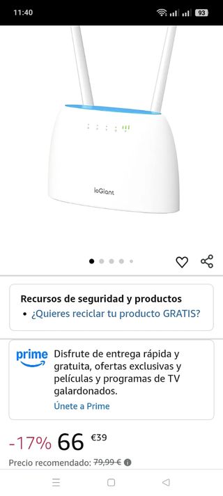 Router WiFi 4G con 2 Puertos Ethernet