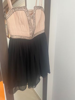 Vestido fiesta Little Mistress negro y rosa