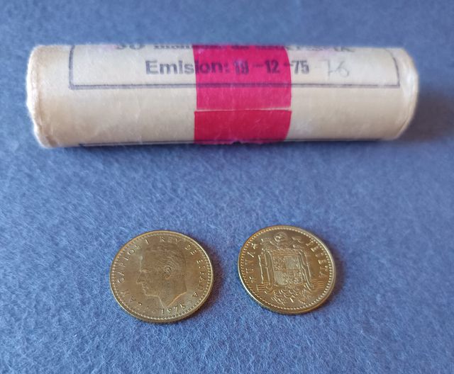 Moneda 1 Pta. España 1975-76 Cartucho FNMT