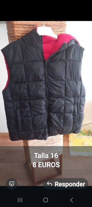 Chaleco reversible negro y fucsia Talla 16