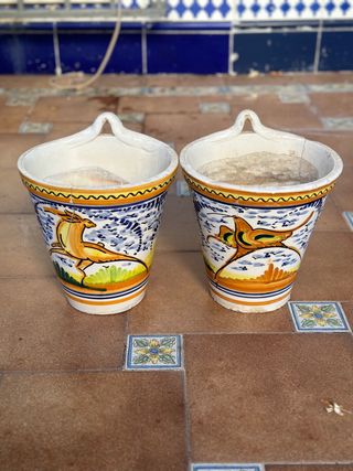 Maceteros de barro esmaltados (2 unidades)