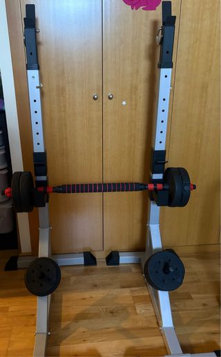 Soporte pesas HOMCOM + 20kg mancuernas