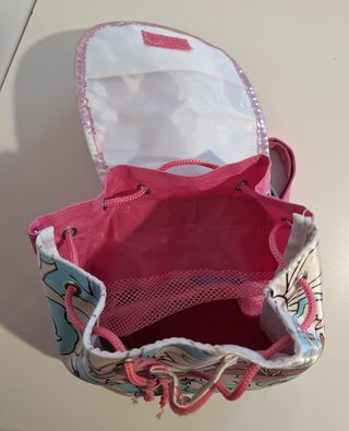 Mochila infantil flores + monedero cerdito