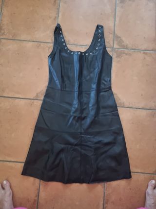 Vestido Negro Cuero 