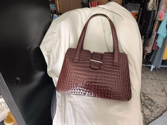 Bolso de mano Vicosta marrón cocodrilo