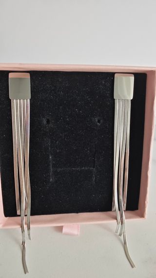 Pendientes cascada acero plateado nuevos