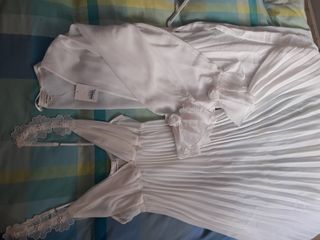 Camisón y bata gasa blanco 