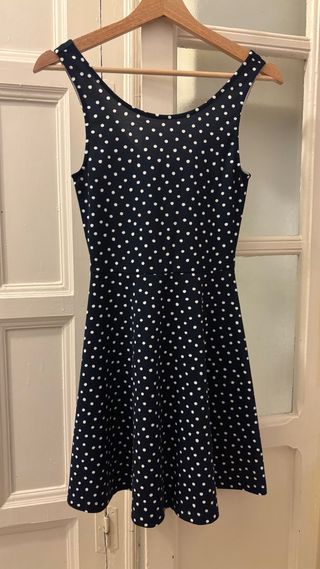 Vestido corto lunares azul y blanco 