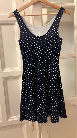 Vestido corto lunares azul y blanco 