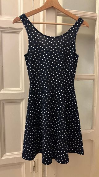 Vestido corto lunares azul y blanco 