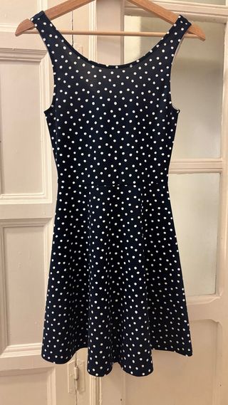 Vestido corto lunares azul y blanco 