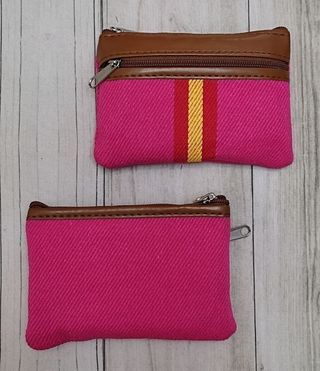 OFERTA. MONEDERO ROSA LONA / POLIPIEL CON BANDERA