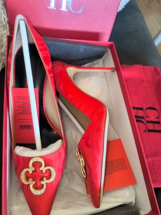 Zapatos Carolina Herrera Talla 38 Rojos y Dorados