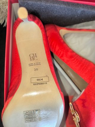 Zapatos Carolina Herrera Talla 38 Rojos y Dorados