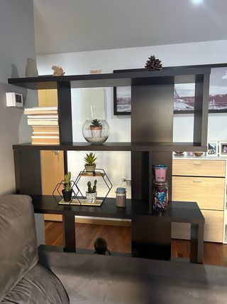Librería separador de madera y cristal