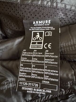 Chaqueta Moto ARMURE Negra de invierno