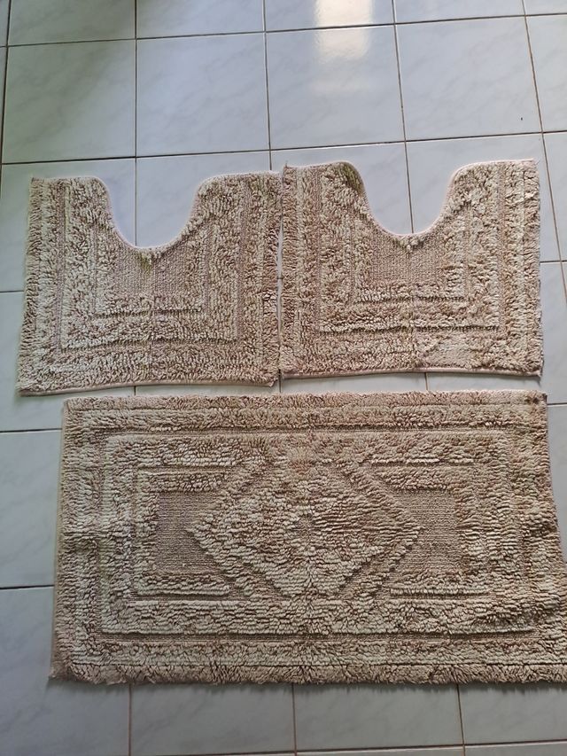 Set 3 Tappeti Bagno Beige/Marrone