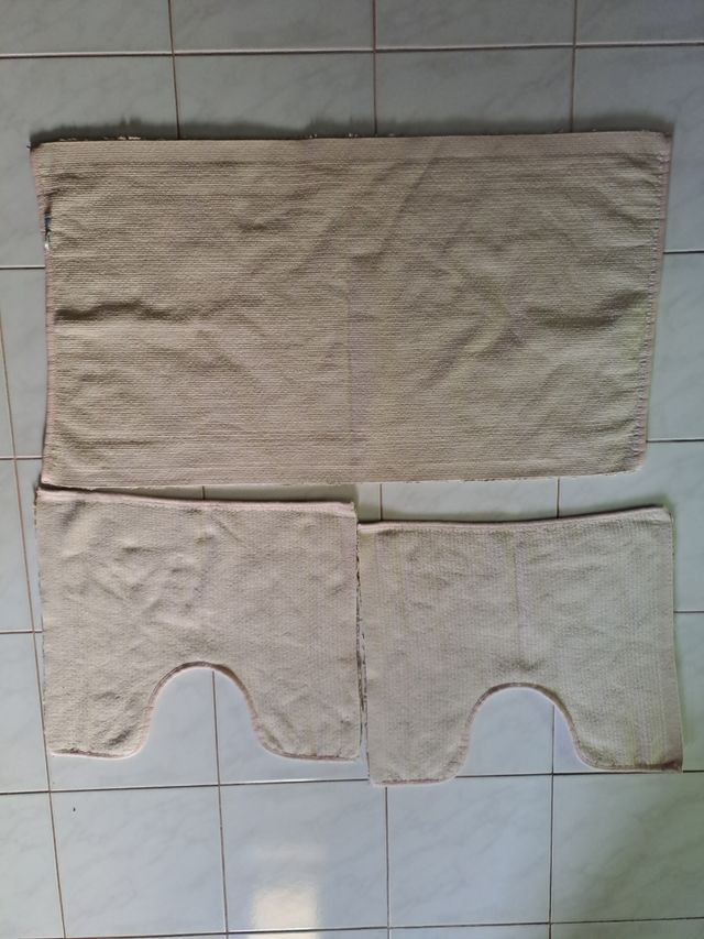 Set 3 Tappeti Bagno Beige/Marrone