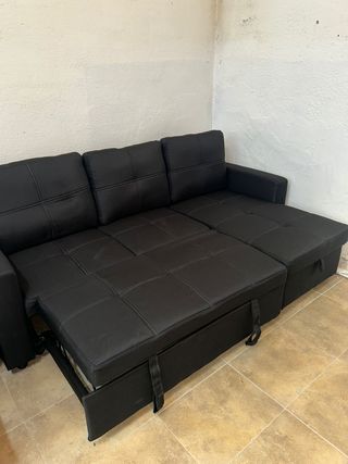 Sofá Cama Chaise Longue Reversible Negro + ARCON 