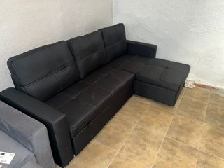 Sofá Cama Chaise Longue Reversible Negro + ARCON 