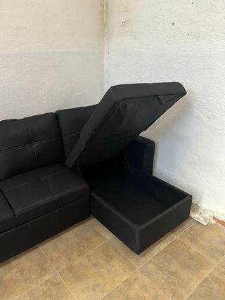 Sofá Cama Chaise Longue Reversible Negro + ARCON 