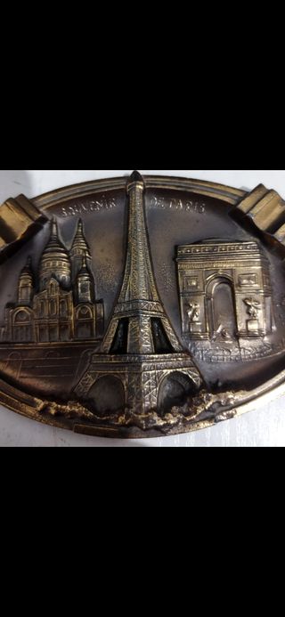 Cenicero Bronce Souvenir París Antiguo 1920