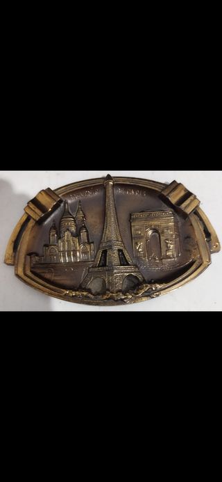 Cenicero Bronce Souvenir París Antiguo 1920