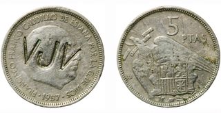 5 Pesetas Franco 1957*60 marca VJV!Raro y escaso!!