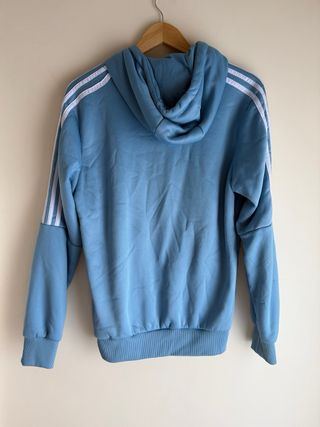 Sudadera con capucha azul y rayas